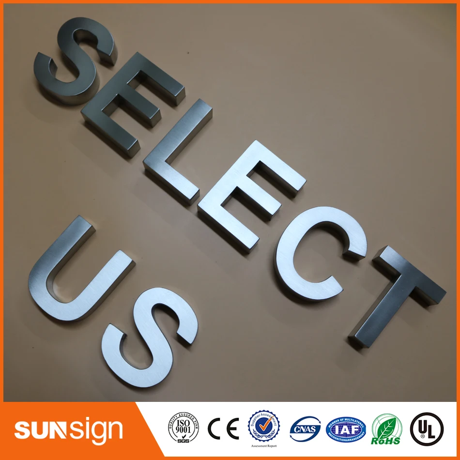 Super quality wall letters outdoor brushed stainless steel sign letters