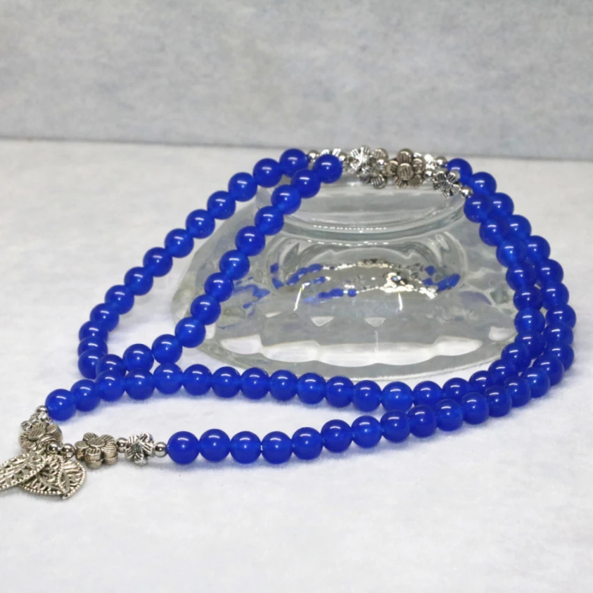 Original multilayer bracelet for women high quality natural blue round jades stone chalcedony 6mm beads jewelry making B2223 | Украшения и