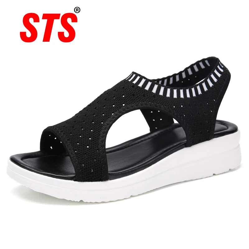 

STS 2019 New Spring Women Sandals Female Shoes Ladies Slip-on Flat Sandals Women Sandalias Woman Summer Wedge Comfortable Sandal