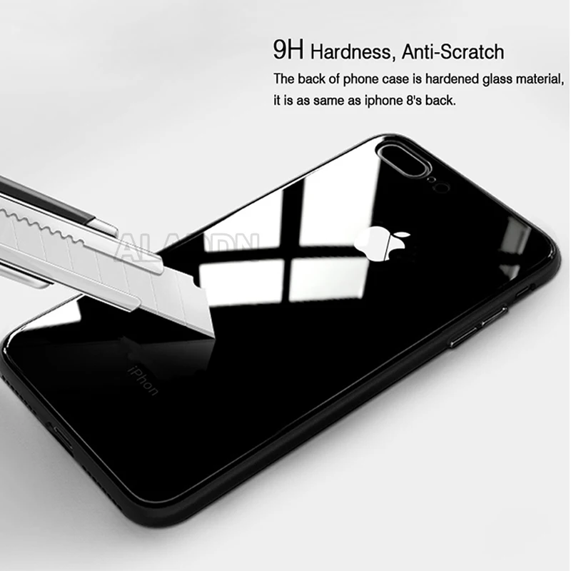 Чехол из закаленного стекла для IPhone X, 6s, 7, 8 Plus, мягкая рамка, жесткая задняя крышка, защитный зеркальный чехол для телефона, противоударный чехол