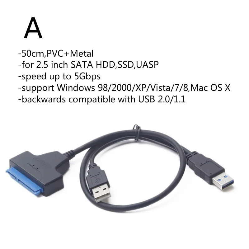 Мульти-Тип 50 см 20 SATA к USB Кабель-адаптер для 2 5 дюйма HDD SSD UASP 3 0 1 I II III |
