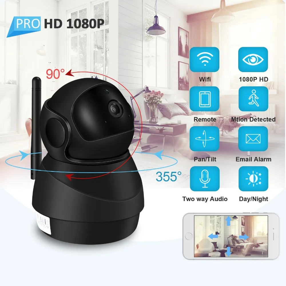 JOOAN 1080P Wifi Wireless IP Camera Security Home Network Video Surveillance IRCut Mini Pet Indoor Baby Monitor | Безопасность и
