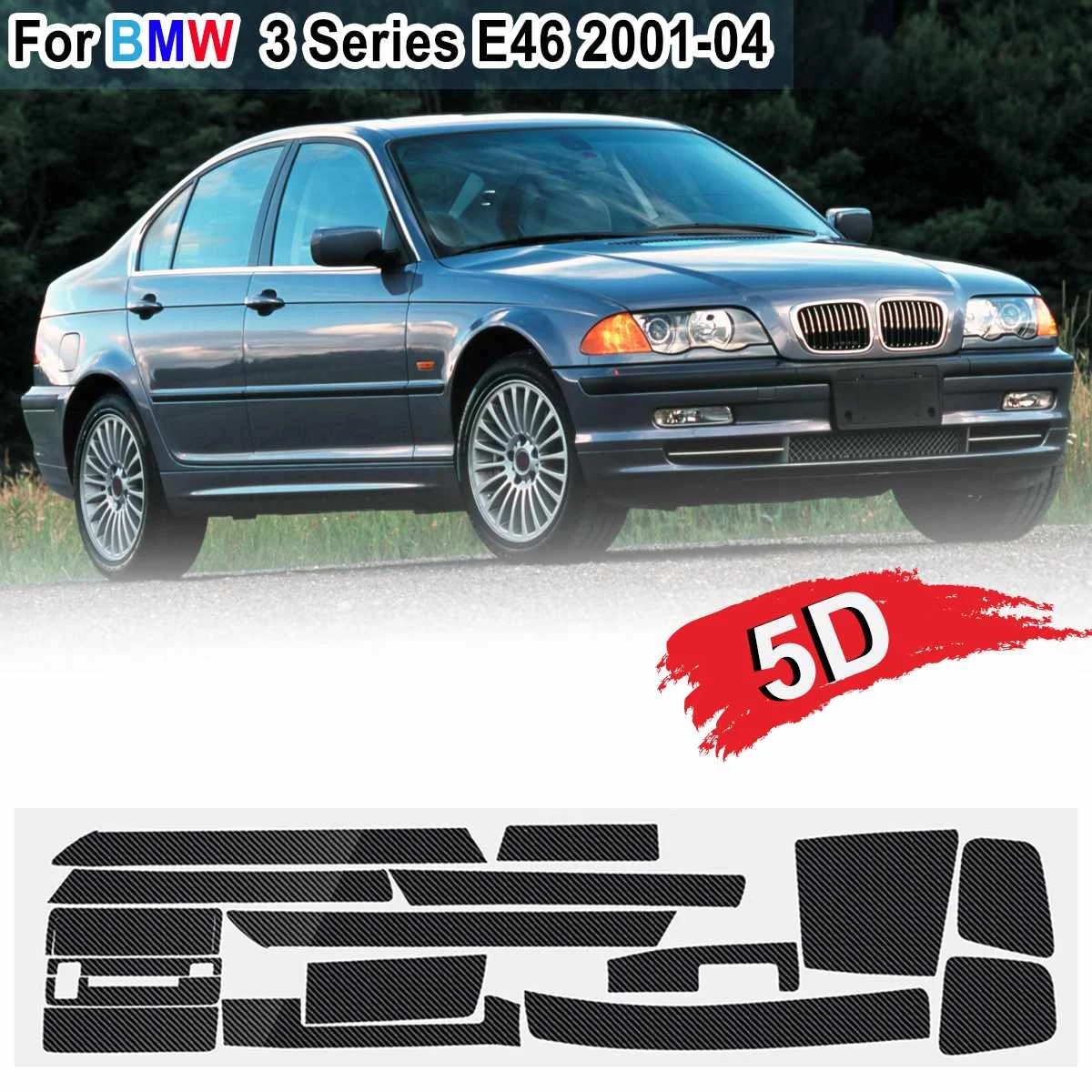 18 шт. RHD 5D Глянцевая/3D матовая наклейка из углеродного волокна для интерьера
