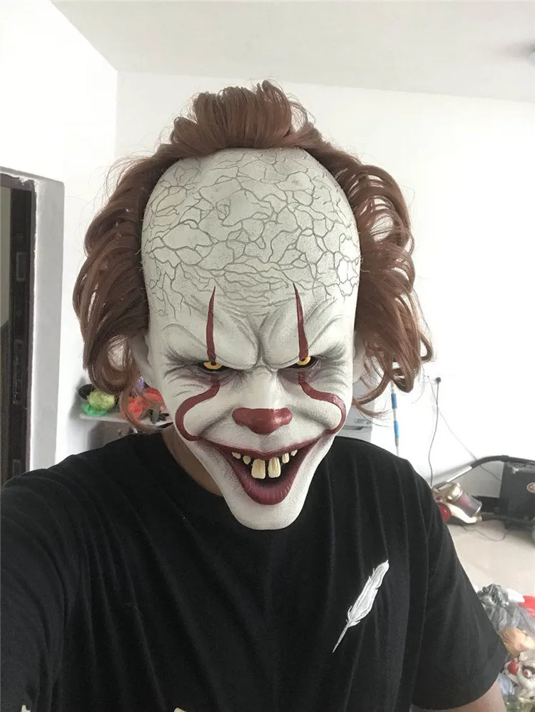 50 шт./лот стивен кинг's It Pennywise Late Mask с париком страшная маска на хэллоуин косплей