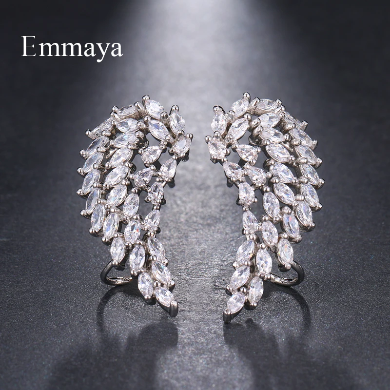 Модные Роскошные серьги Emmaya в форме крыла с фианитами класса ААА разных цветов