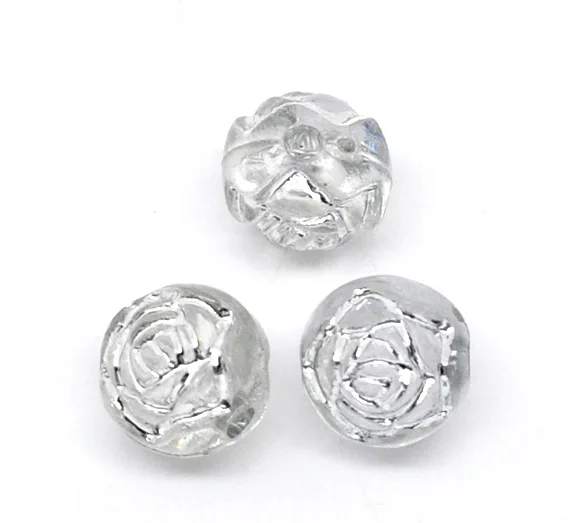 DoreenBeads акриловая вставка бусины в виде цветка серый серебристый цвет с цветочным