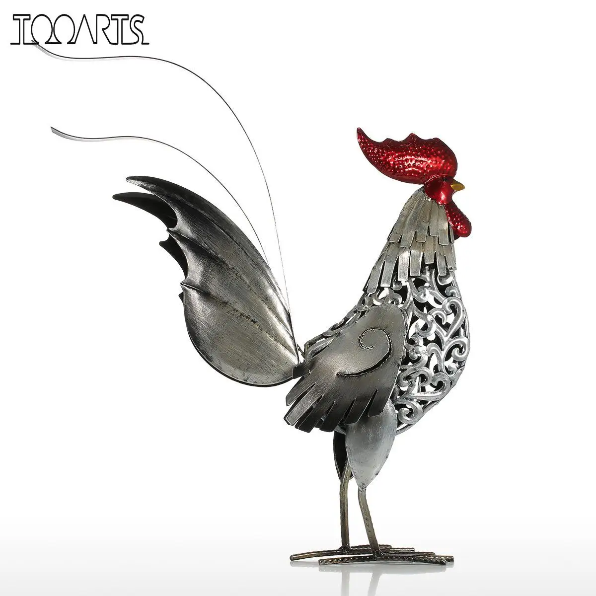 

Tooarts Sculpture Carved Iron Rooster Metal Sculpture Home Decor Animal Craft Iron Art Gift 2 Color