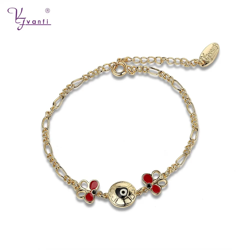 

Kfvanfi Gold Color Butterfly Eye Shape Design Zinc Alloy Bracelet Jewelry Oil Drip Bracelets For Kids Baby Anniversary Gift