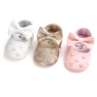 Милые золотые чистые белые Мокасины Мэри Джейн для малышей 0-18 месяцев с мягкой подошвой для первых шагов детская обувь с бантом-бабочкой сапоги для первых шагов