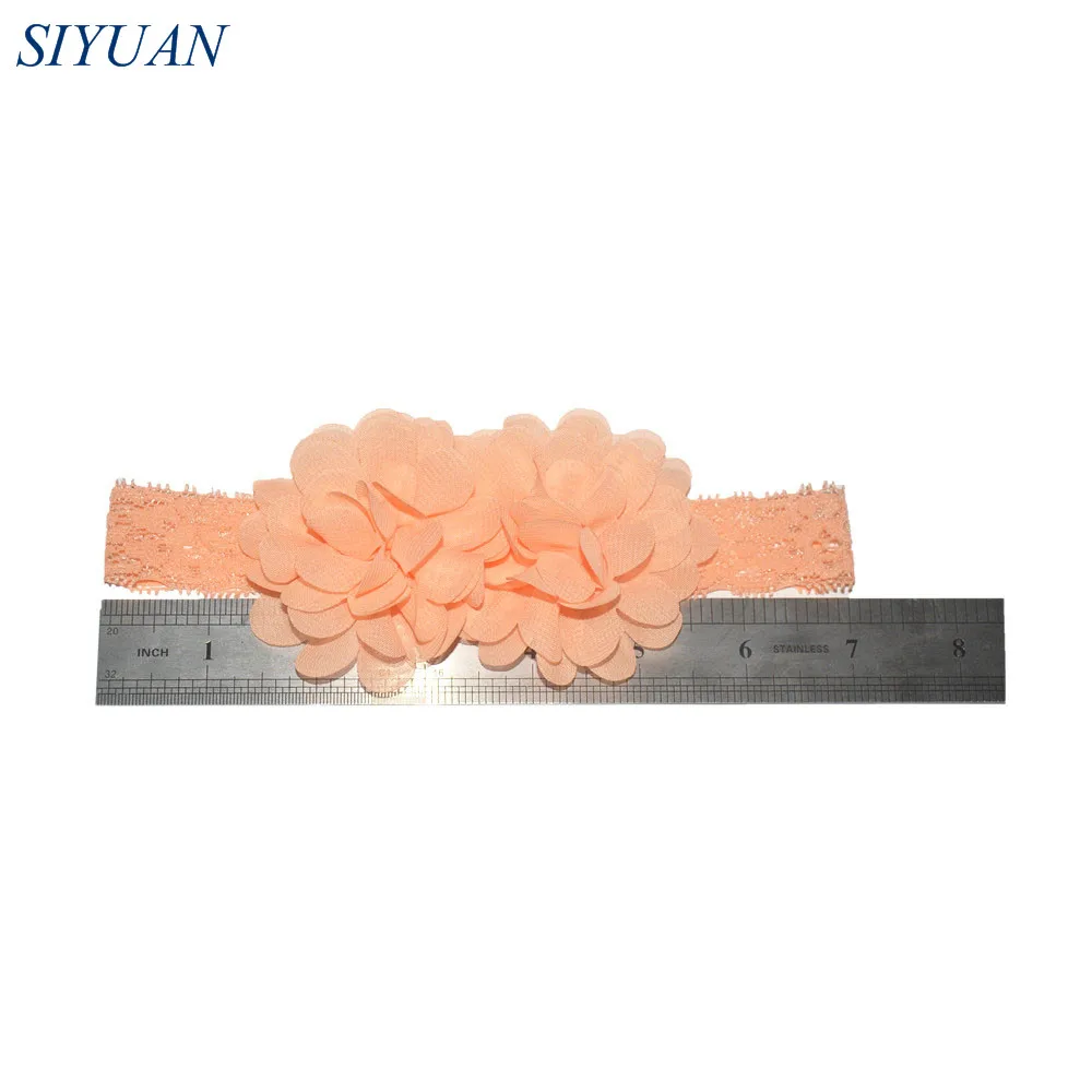 25 шт./лот эластичная кружевная лента для волос с двойными шифоновыми цветами