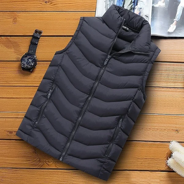 Dark Grey Мужской жилет, куртка, Мужская Повседневная Уличная одежда без рукавов, теплый жилет, Мужская Зимняя мода, теплое пальто, мужской жилет, Homme Chaleco Hombre - Color: Dark Grey