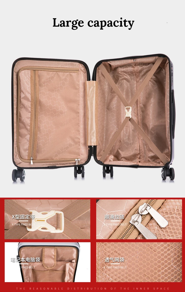 BXJZHTLRZK new suitcase front open computer bag high quality business 20" 24" rolling luggage boarding student suitcase
