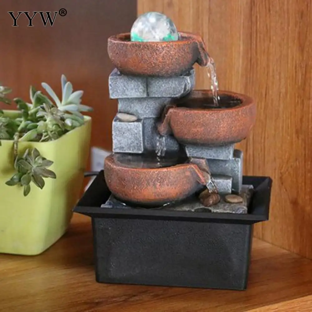 

Chinese Creative House Indoor Water Fountains Feng Shui Resin Crafts Indoor Mountain Fountain Desktop Home Office Decor