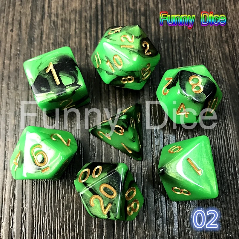 7 шт. 2-х цветный набор Игральный костей покер D& d многогранные кубики Семья игры - Цвет: 02