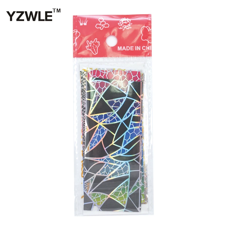 YZWLE 10 Конструкции Nail Art Полный Советы Обертывания DIY Ногтей Передача Фольги