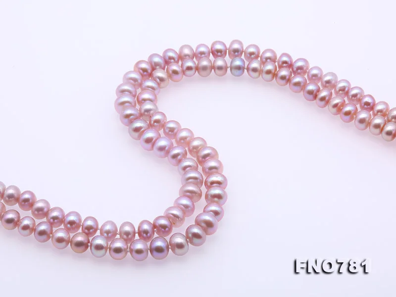 

52inches Long Pearl Jewellery Top Quality Purple Color 6-7MM Flat Round Freshwater Pearl Necklace New Fashion Women Gift