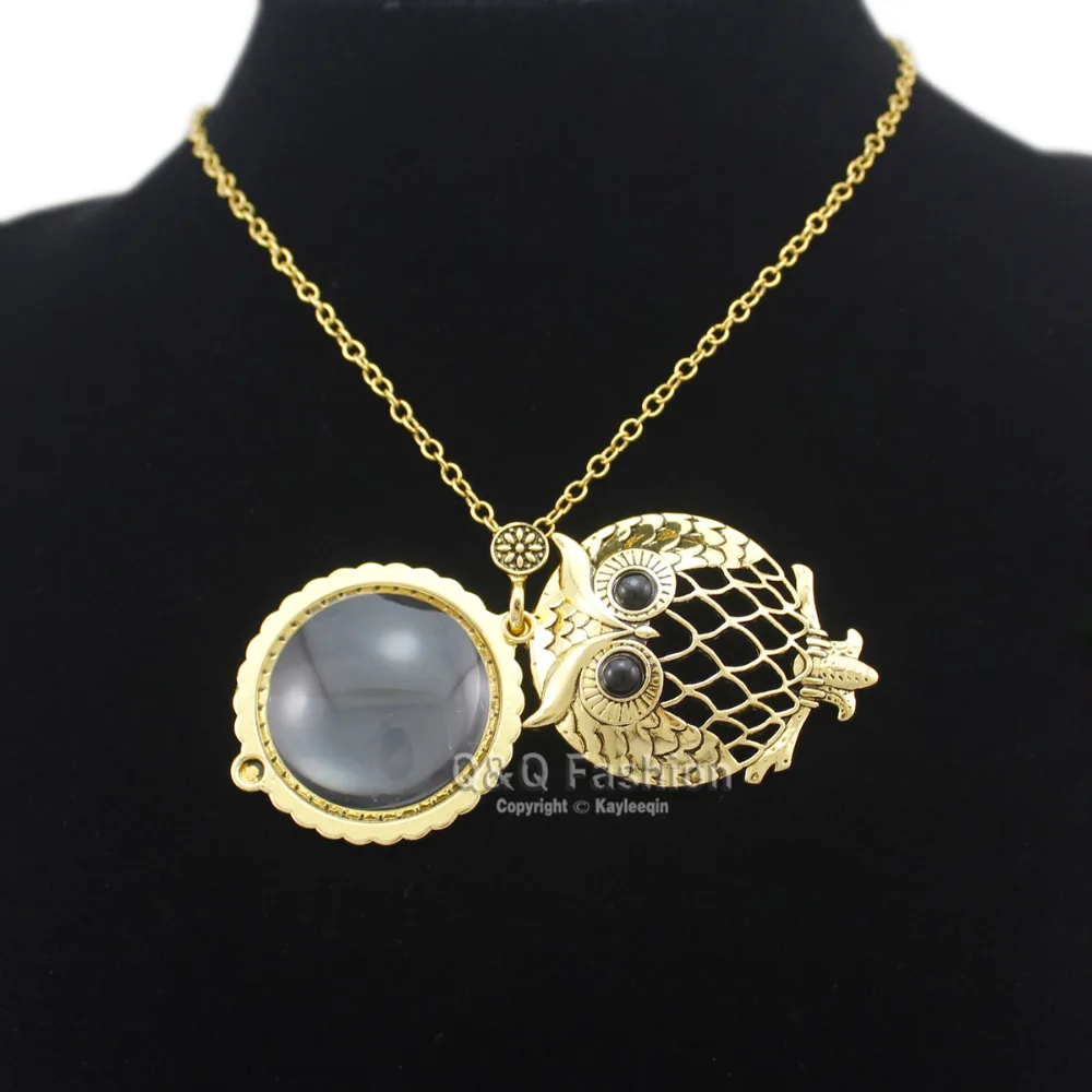 Vintage Gold Magnifying Glass Filigree Big Owl Chain Sailor Moon Pendant Anime Choker Colar Necklace Jewelry Dropshippin | Украшения и