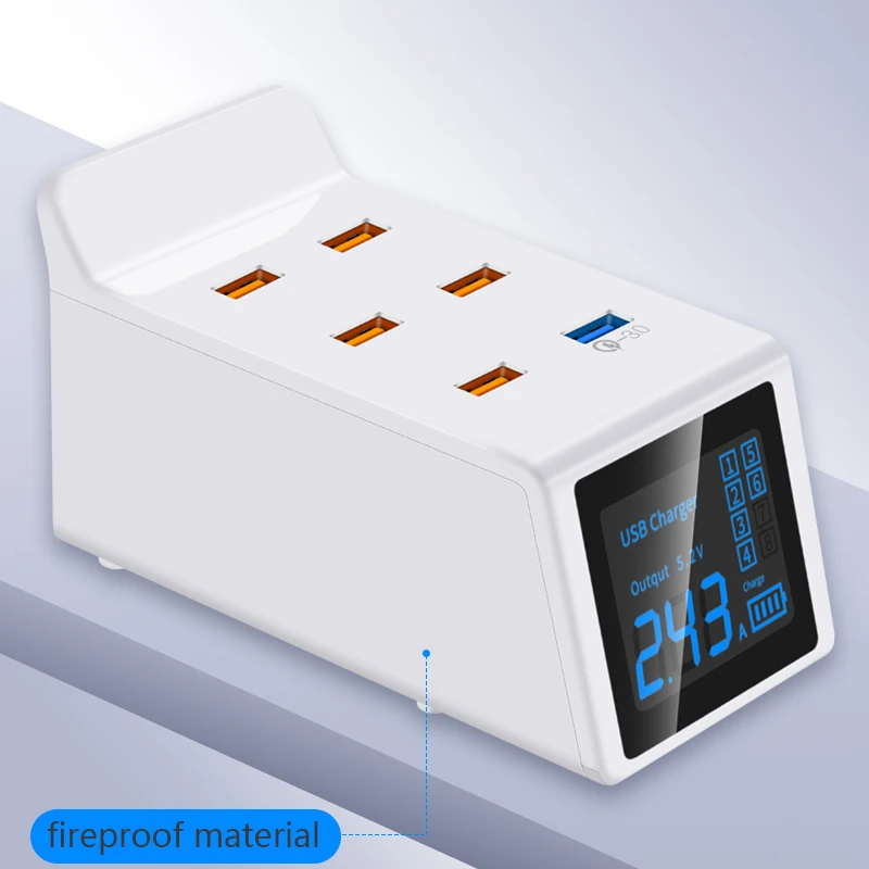 Многопортовая настольная USB зарядная станция с ЖК-дисплеем, умная Быстрая зарядка 3,0, быстрая зарядка, USB зарядное устройство, док-станция, EU, US, UK, AU Plug