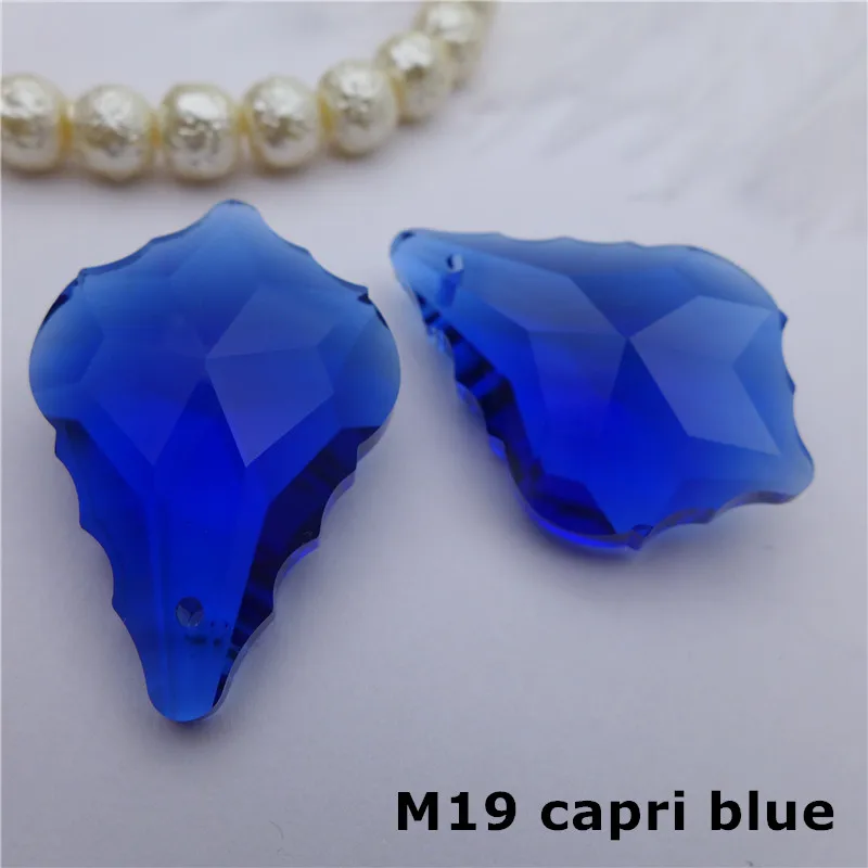 M19 capri blue 22 мм/38 мм в Форме Кленового Листа, хрустальные подвески, люстра, стеклянные призмы, сделай сам, лампа, занавеска, аксессуары, защита от солнца, ювелирные изделия, Висячие капли - Цвет: M19 capri blue