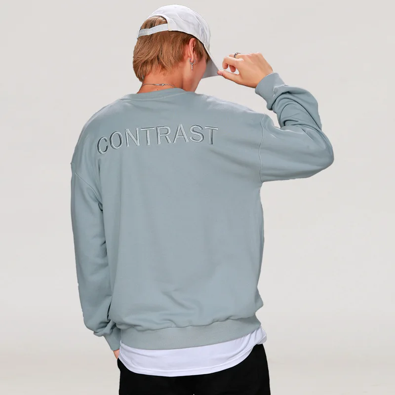 Мужской пуловер с надписью модная повседневная хлопковая толстовка черного