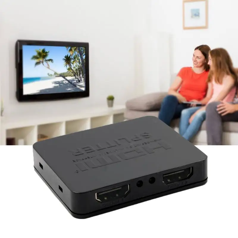 Новый Лидер продаж усиленный HDMI Splitter видео дистрибьютор Box кабель 1080P Full HD 1 в 2