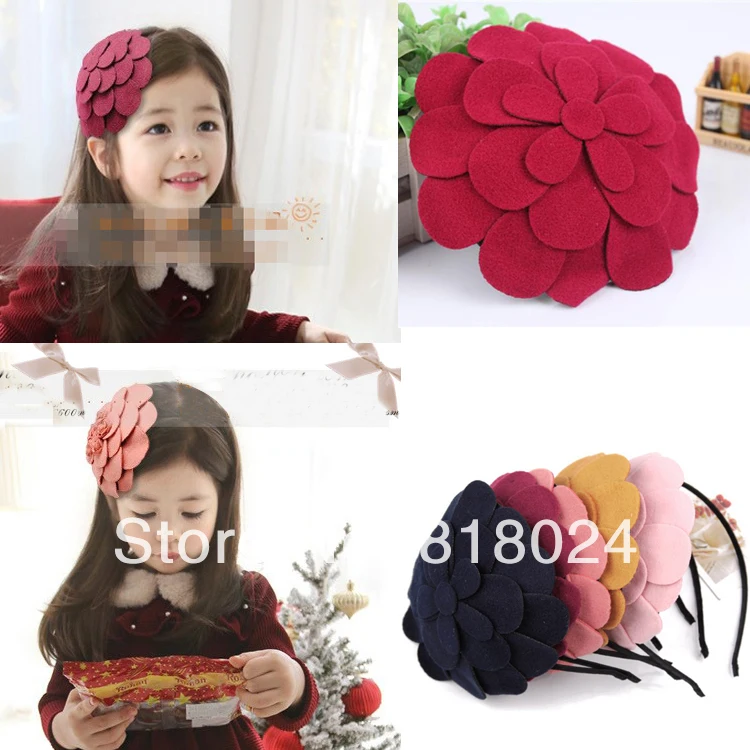1pc 10 Colors Retail 2014 New Big Felt Flower Children Women Girls Hair Accessories Kids Hairbands Bows Headband | Детская одежда и