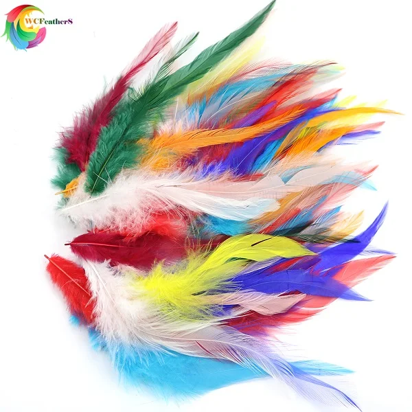 Mix Color 100 шт./лот окрашенные натуральные петушиные перья 6-8 дюймов для рукоделия одежды ювелирных изделий Аксессуары для наращивания волос Ремесло Украшение Плюм - Цвет: Mix Color