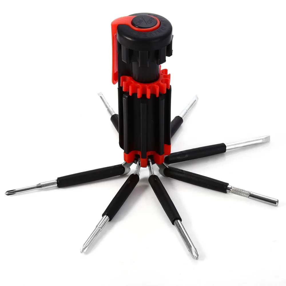 Многофункциональные отвертки 8 в 1 набор инструментов с фонариком 6 светодиодов