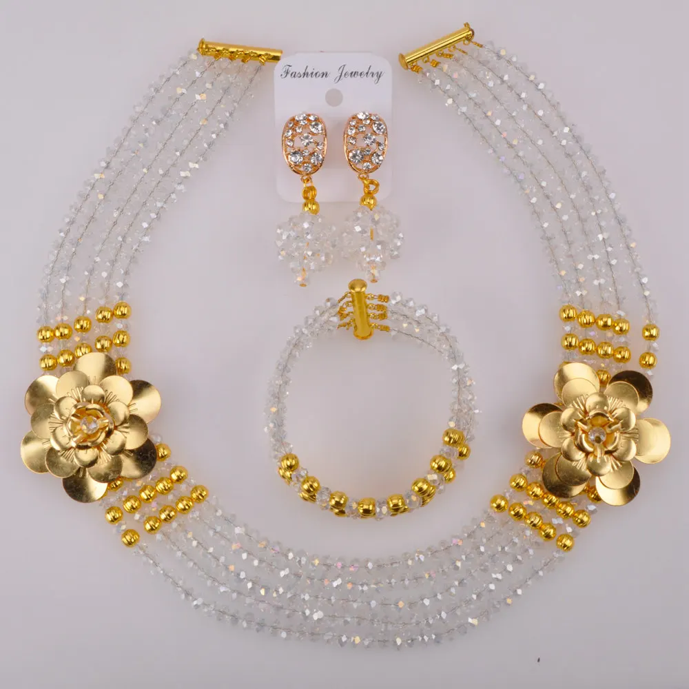Transparent Clear AB African Beads Jewelry Set Crystal Nigerian Wedding Party Sets 5LDH15 | Украшения и аксессуары