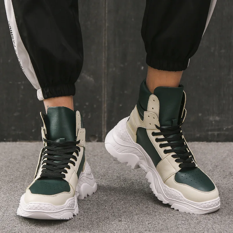 Лето Весна 2019 новая уличная высокая обувь из искусственной кожи мужская