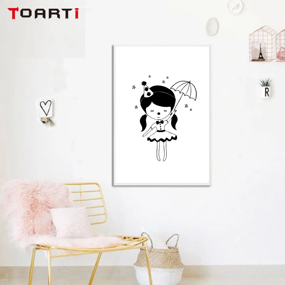 Circus Girl Printed Poster Canvas Painting Stay Cute Minimalist Nordic Black And White Posters Prints Home Decoration | Дом и сад