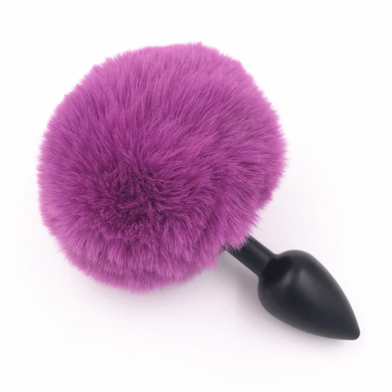 Metal Butt Plug Purple Pompon Rabbit Tail 3 Size Anal Sexy Bunny Dilatator Cosplay Sex Toys for Woman H8-65D | Красота и здоровье