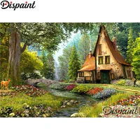 dispaint full squareround drill 5d diy diamond painting lakeside cottage embroidery cross stitch 5d home decor a10855