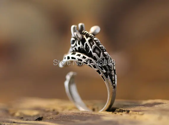 Кольцо с жирафом женское милое регулируемое кольцо животным в стиле ретро