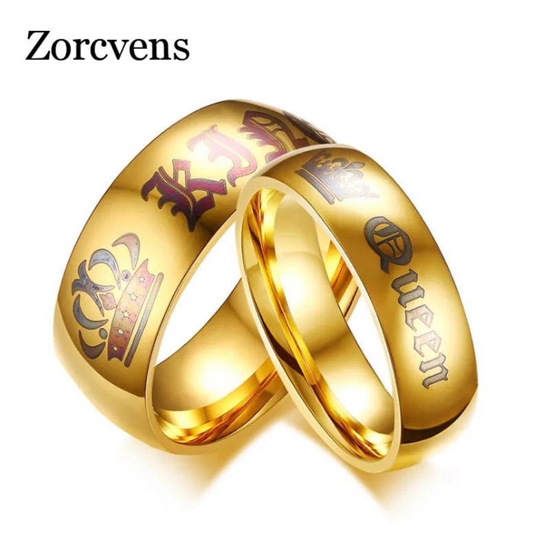ZORCVENS новые свадебные кольца для мужчин и женщин ее король его королева из