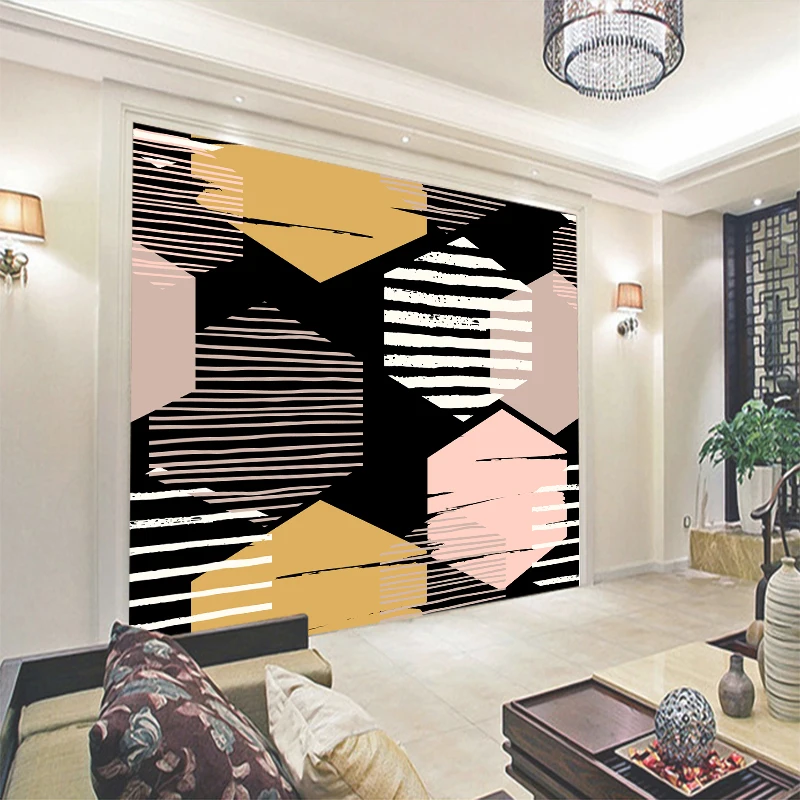 

Custom any size wall mural wallpapers Modern fashionColorful geometric pattern Perspective Wall Sticker YBZ115