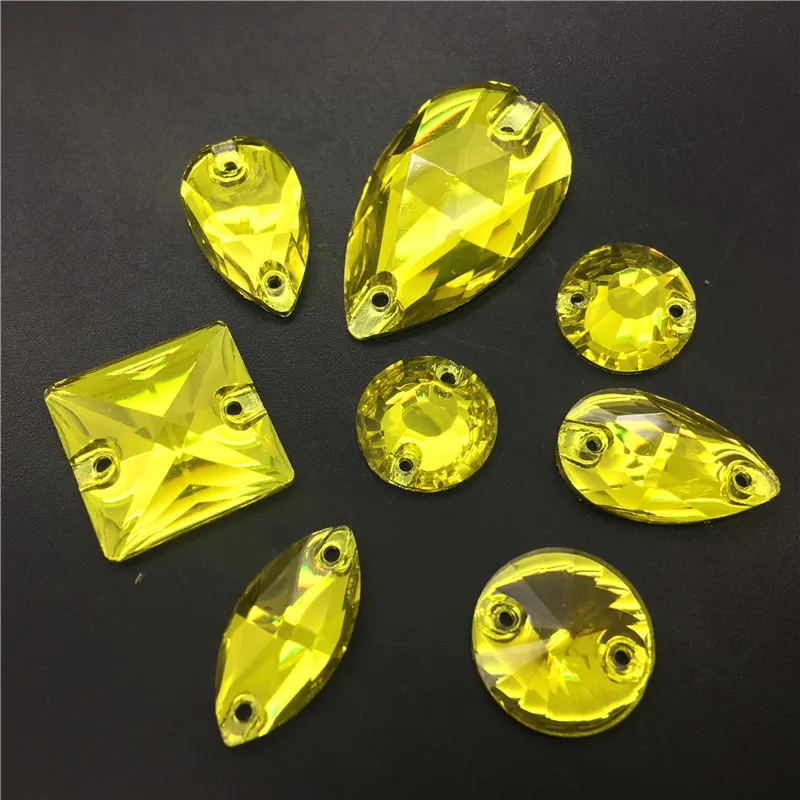 Стразы из полимера TopStone Citrine Jonquil смешанные размеры пришивные стразы с плоской