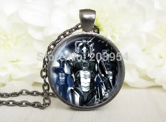 Steampunk vintage style handmade movie Xmas old robot Necklace 1pcs/lot bronze or steel Glass Pendant jewelry for wedding | Украшения и