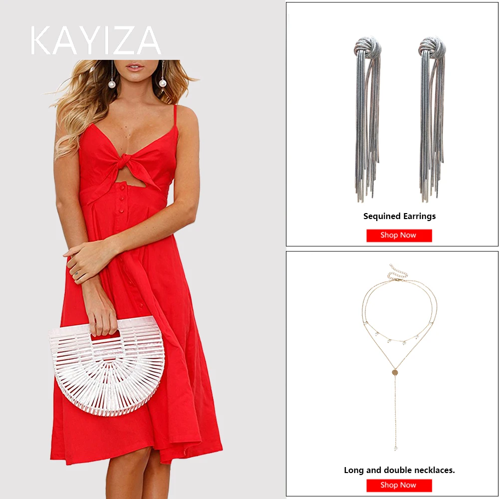 KAYIZAN женские платья Новый FashionSummer полиэстер и хлопок с завязкой спереди Спагетти