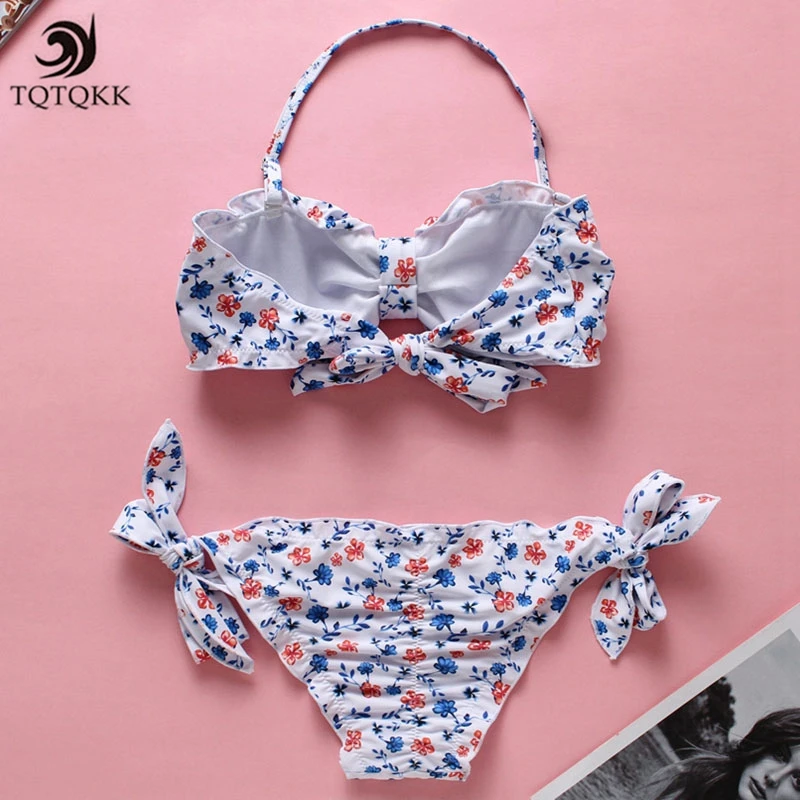 TQTQKK2019 Two piece Swimwear Women Swimsuit Plus Size Push Up Bandeau Thong Print Bandage Female Tankini Bathing Suit |