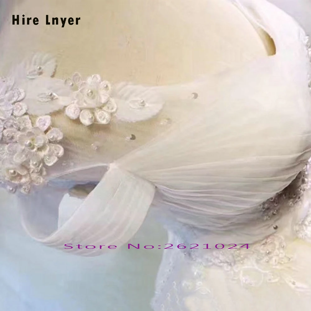 HIRE LNYER Custom Made Short Sleeve Lace Up Pleat Beading Pearls Flowers Princess Ball Gown Wedding Dress Alibaba Vestido Branco | Свадьбы и