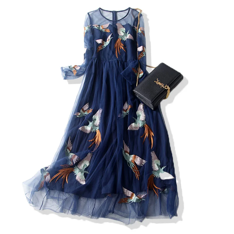 Летнее платье 2019 женское Новое тяжелое из маркизета с вышивкой О-образным