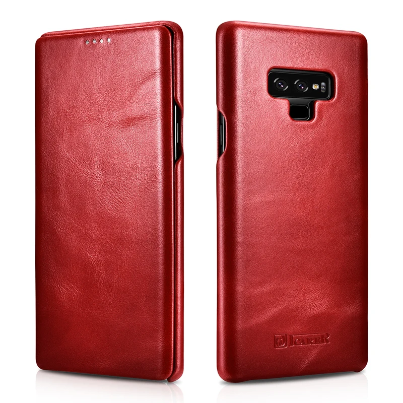 Красный Для samsung Note9 флип-кейс Ретро воловья натуральная кожа чехол для телефона Тонкий Бизнес смарт-чехол для samsung Galaxy Note9 Note8 - Цвет: Красный