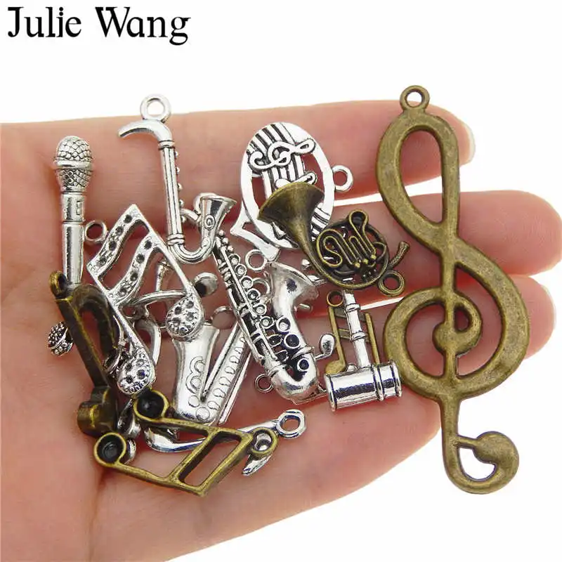 Julie Wang 10 шт. случайно смешанный музыкальный инструмент подвески из сплава