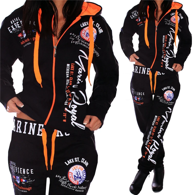 Женский спортивный костюм ZOGAA повседневный размера плюс толстовка с капюшоном и