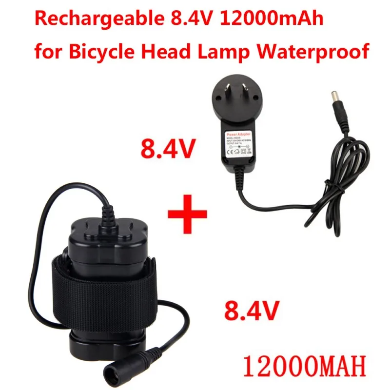 Черный перезаряжаемый аккумулятор 12000mAh 8,4 V 4x18650 с зарядным устройством 8,4 V для велосипеда светильник