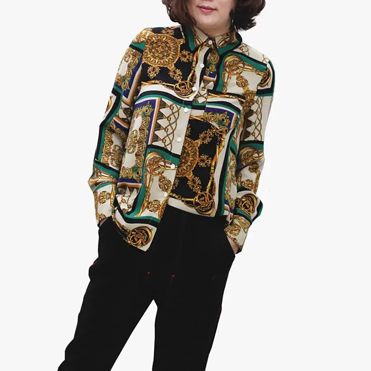 Блузка женская шифоновая с отложным воротником модный дизайнерский Топ