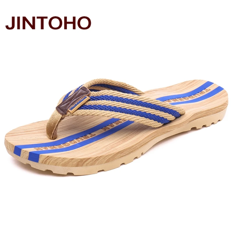 JINTOHO/модные мужские шлепанцы; летние шлепанцы; пляжная обувь; брендовые массажные мужские тапочки; шлепанцы - Цвет: bao lan