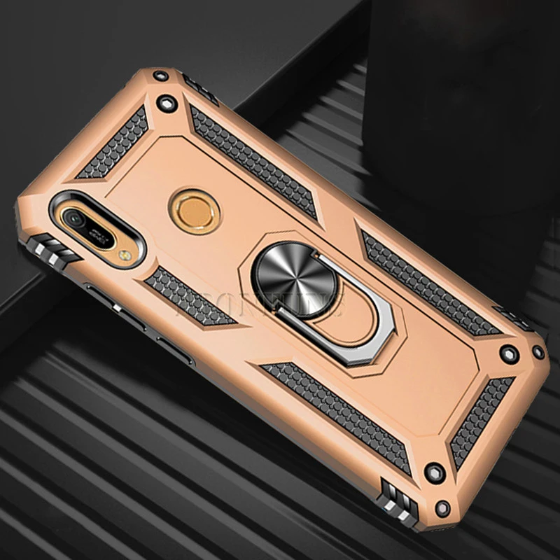Золотой Защитный противоударный чехол для huawei P30 Pro P20 Lite Y5 Y6 Y7 Pro Prime P Smart Honor 10 Lite 8A 8C NOVA 3e 4e чехол с держателем - Цвет: Золотой