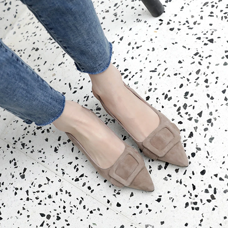 ISNOM/летние женские замшевые сандалии на тонком высоком каблуке с острым носком и